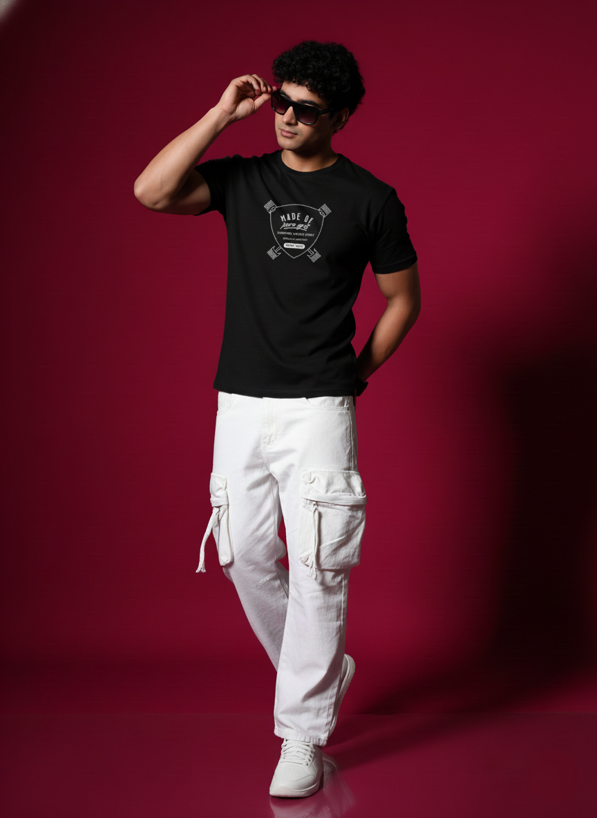 Men Round Neck Cotton T-Shirt