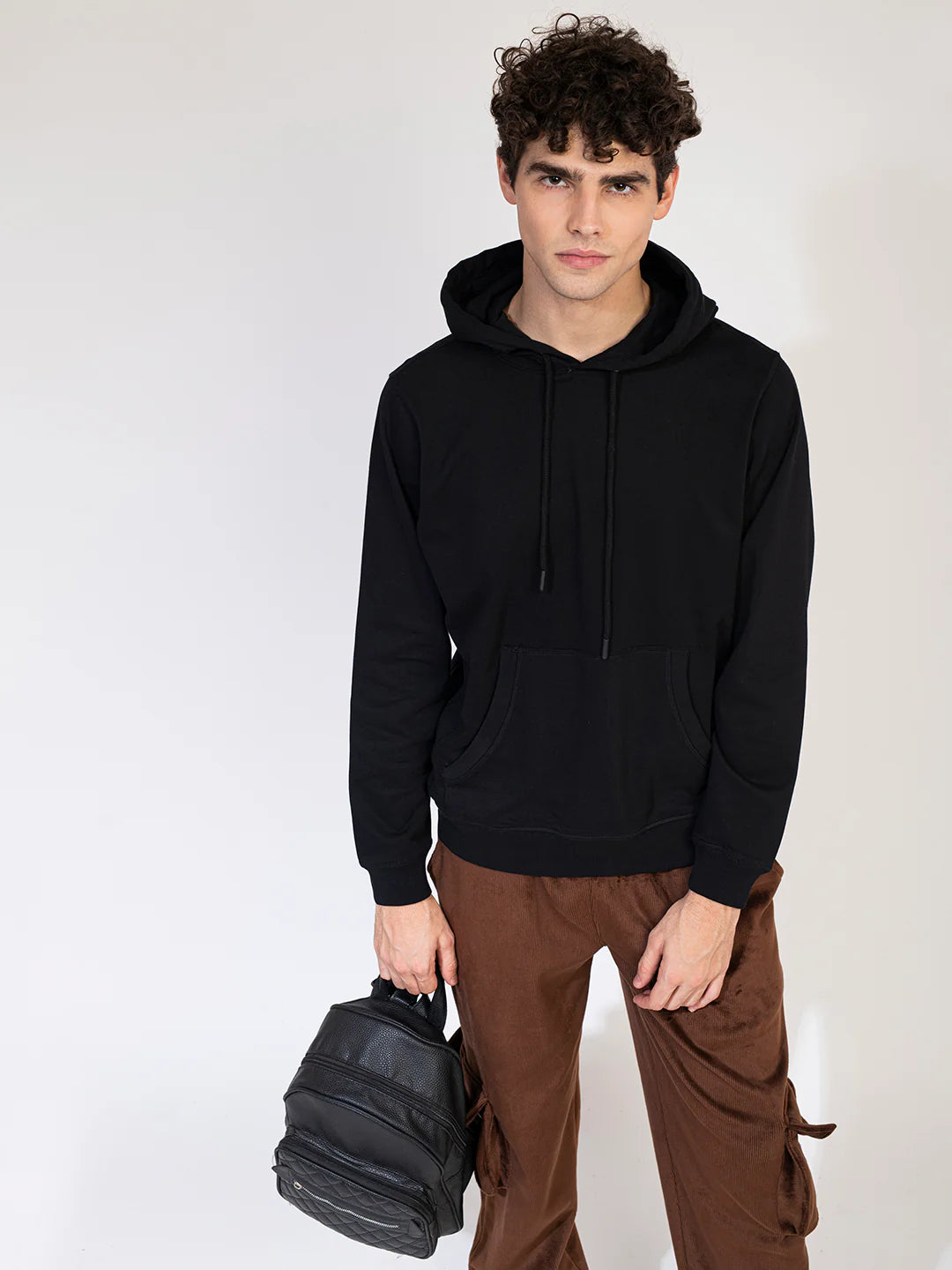 Men Black Solid Sweatshirt