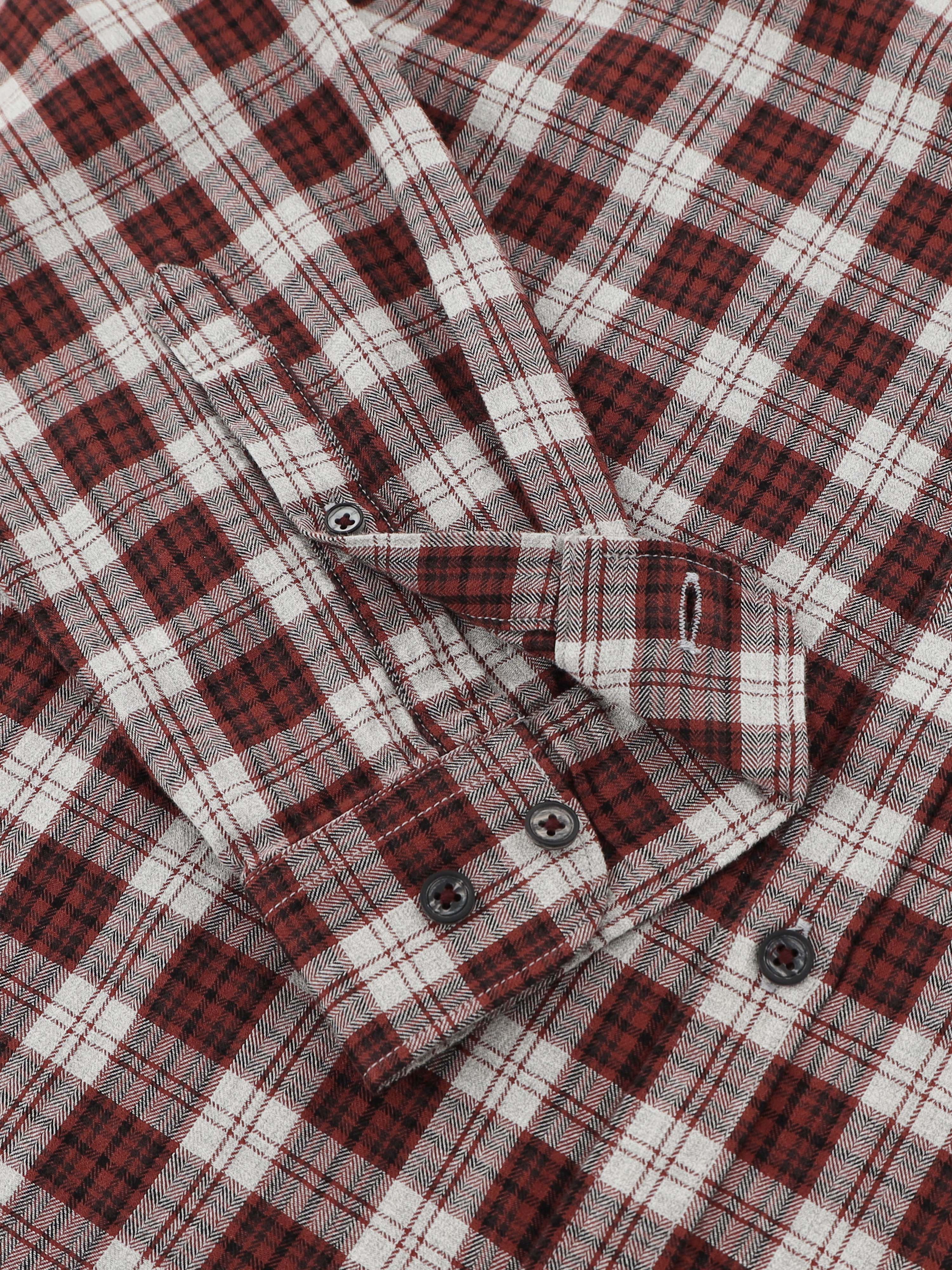 Men Brown Checked Shirt