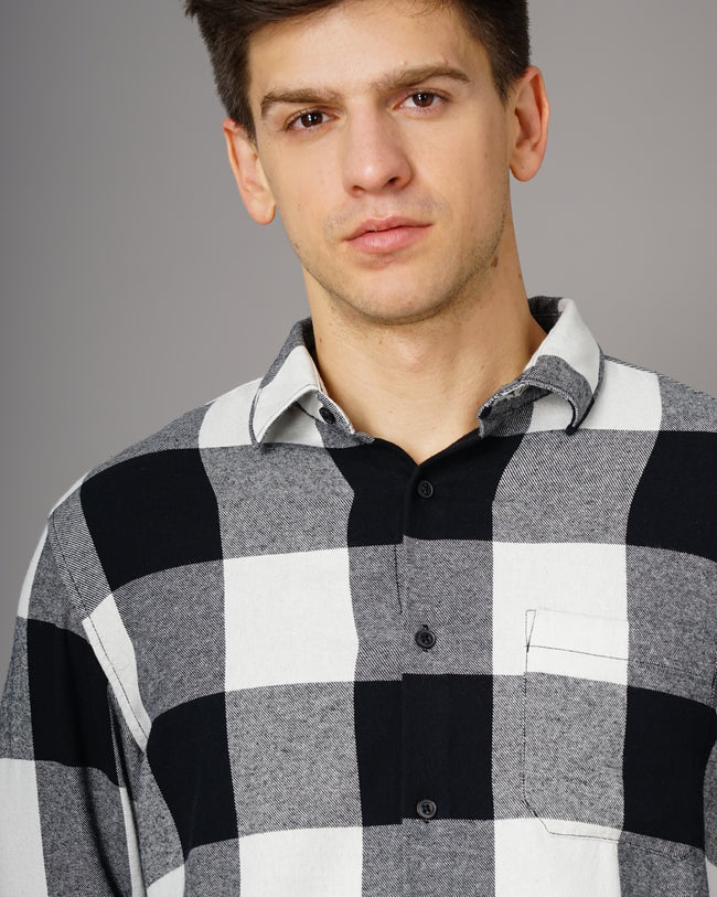 Men Black Cotton Slim Shirt