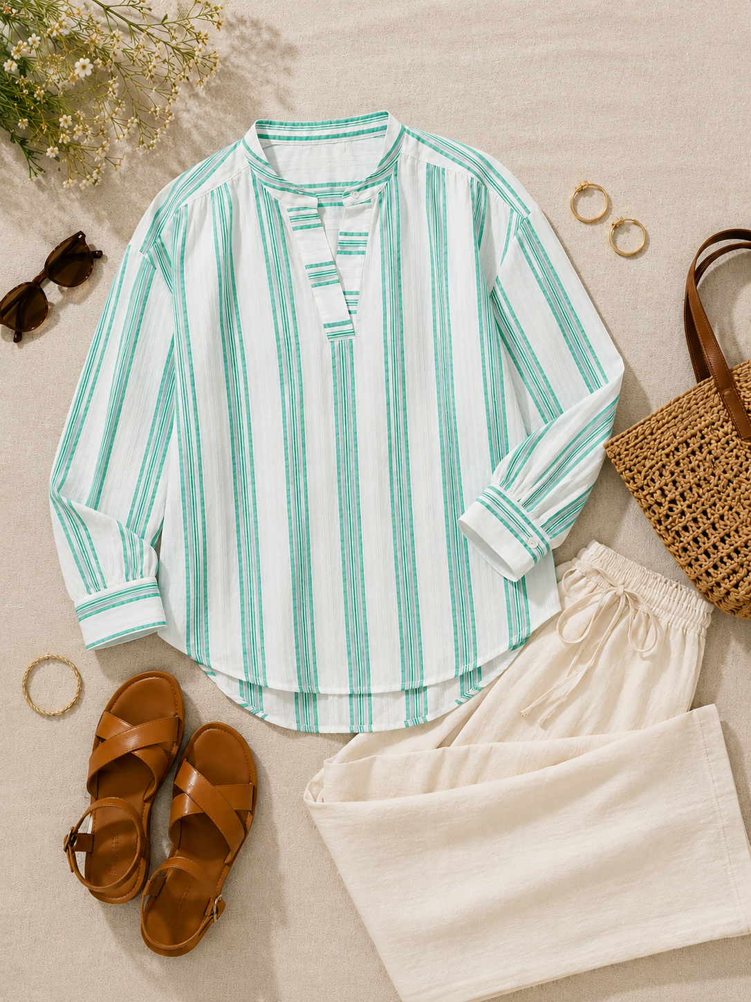 Women Green Horizontal Stripe top
