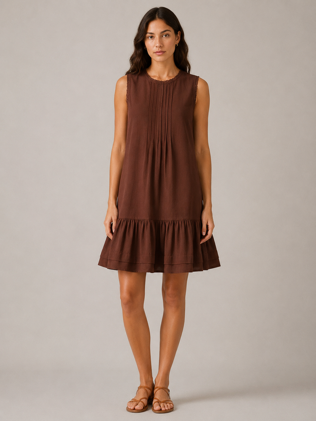 Women Brown Tiered Mini Dress