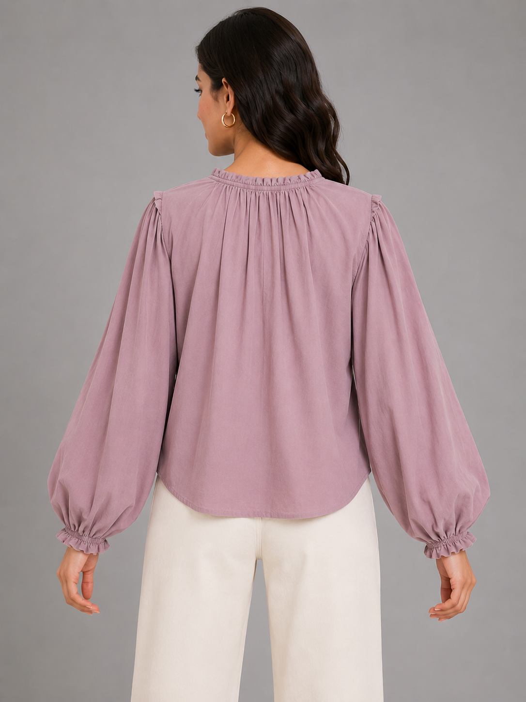 Women Pink Ruffle Detail Top