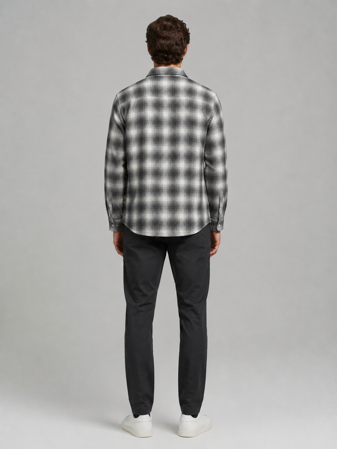 Men Grey Soft Check Shirt