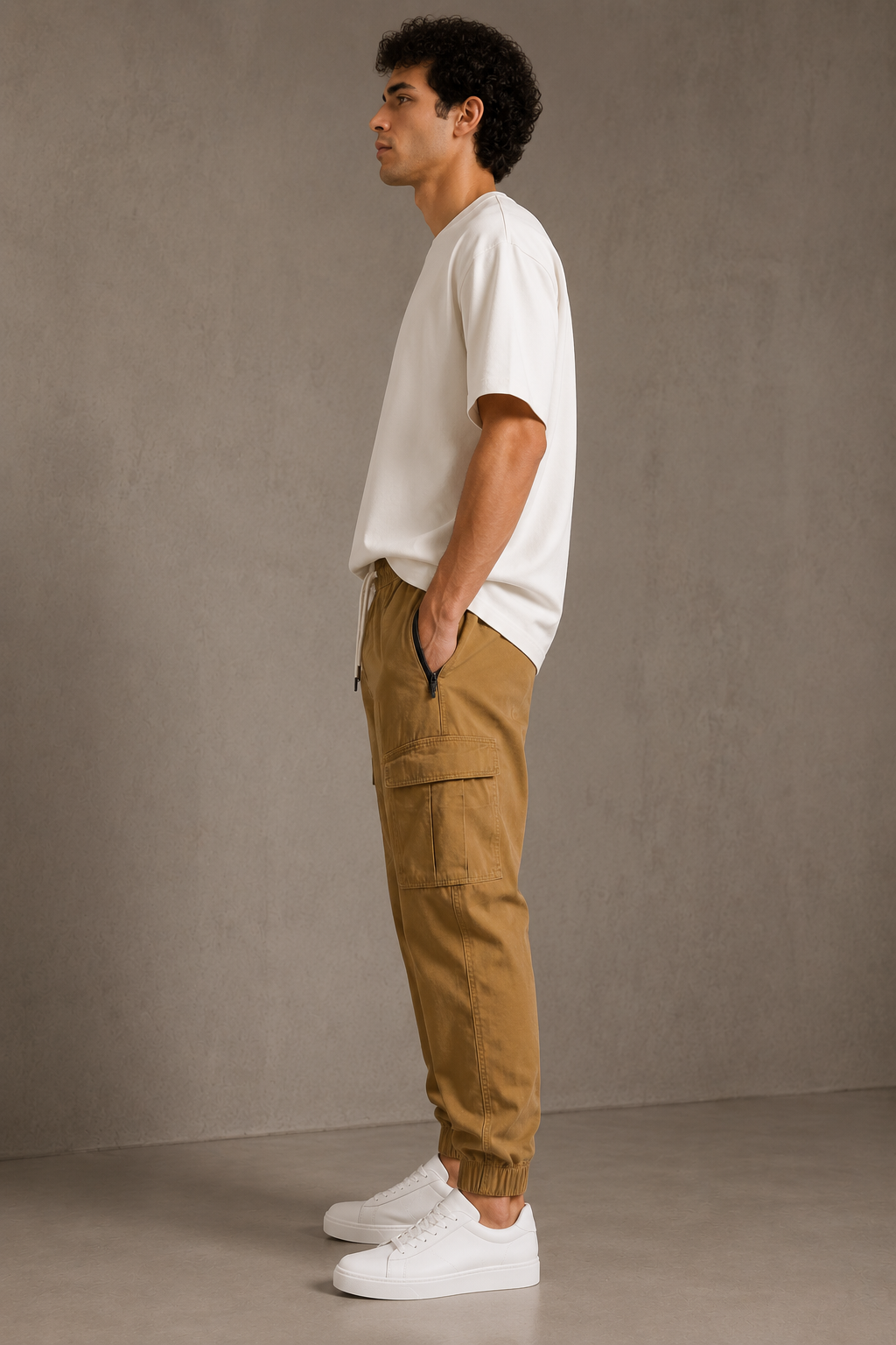 Men Brown Utility Cargo Joggers