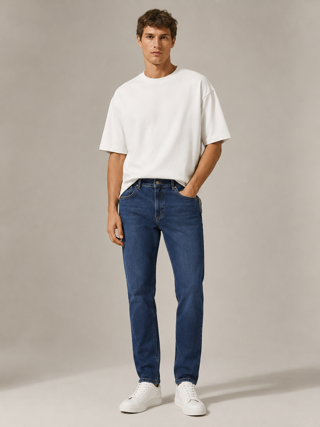 Men Dark Blue Straight Fit Jeans