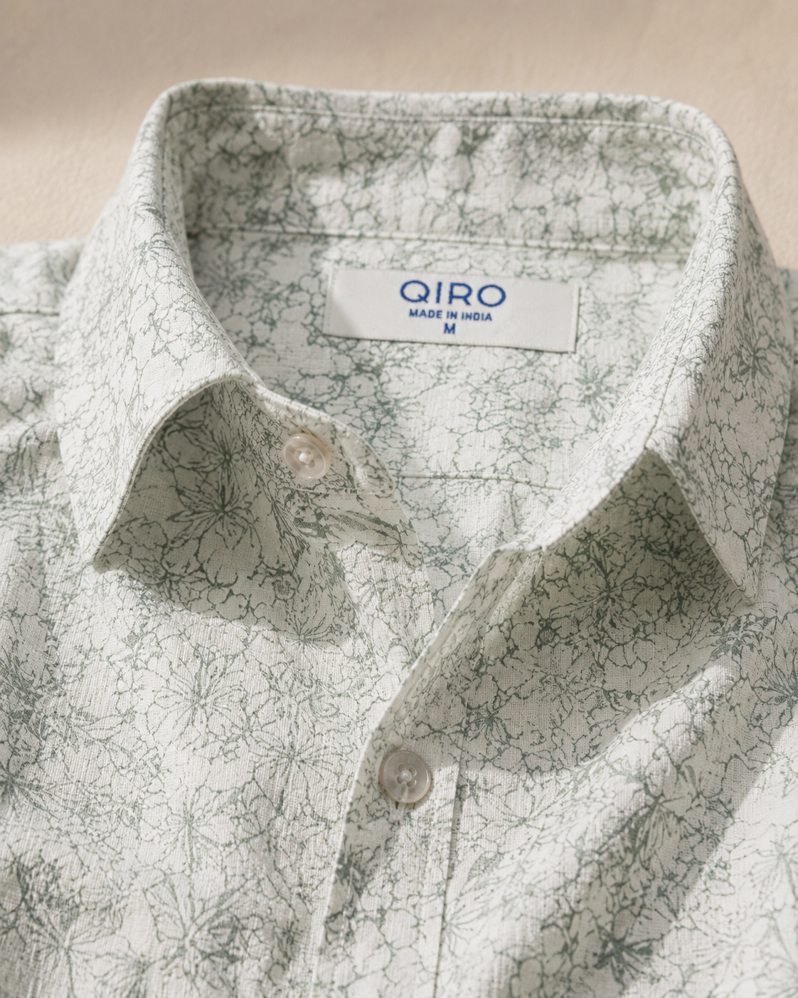 Men Green Floral Sketch Shirt