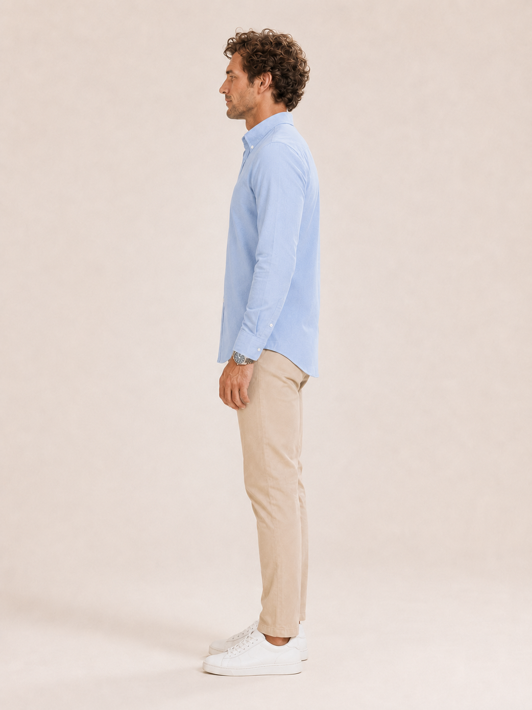 Men Blue Minimalist Textured Shirt