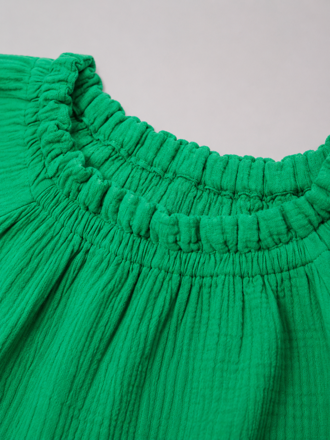 Women Green Gathered Neck Top