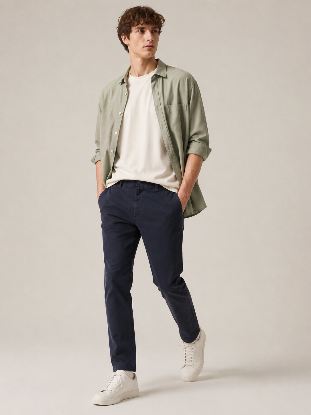 Men Navy Essential Chino Pants