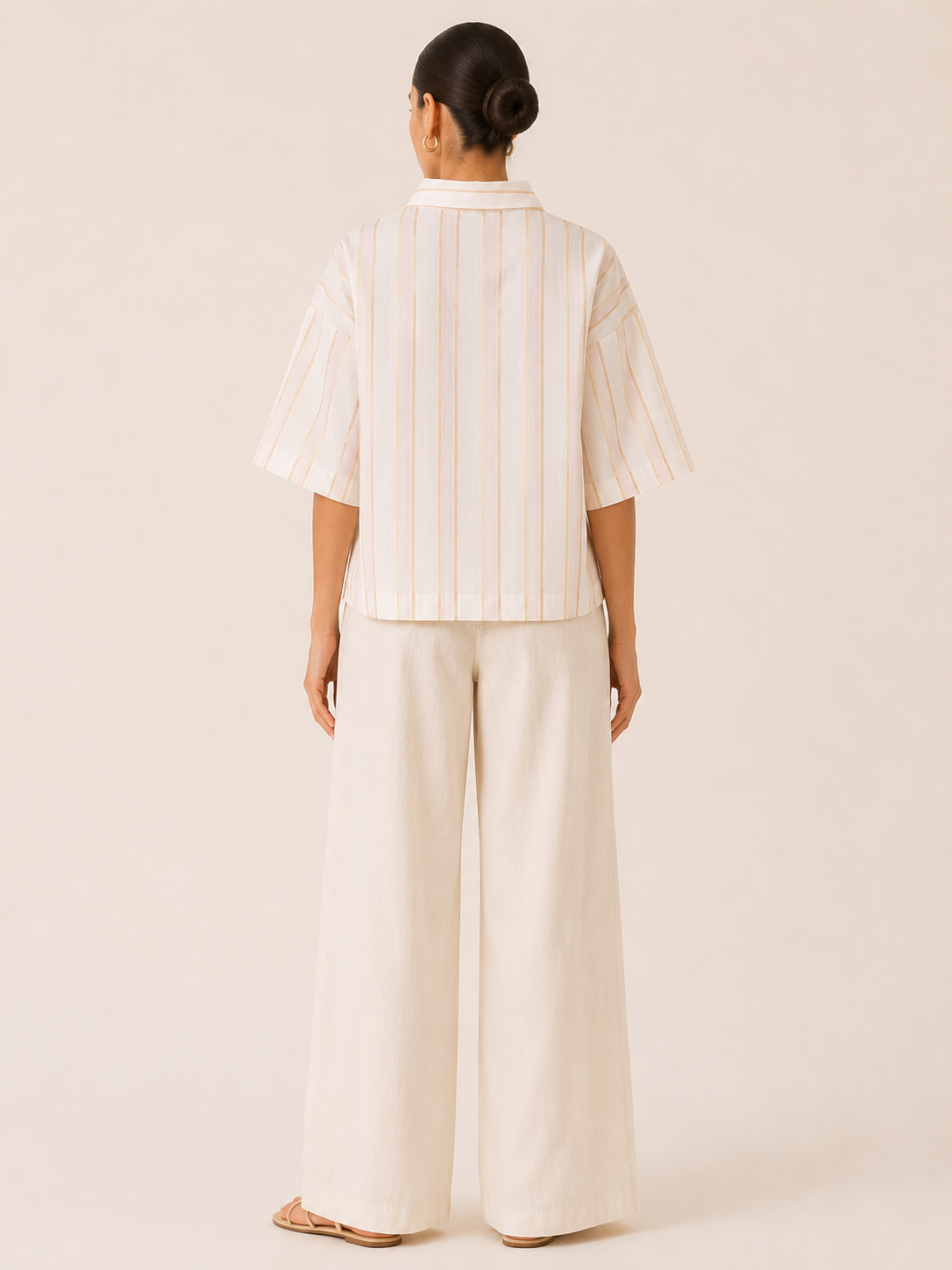 Women Peach Resort Stripe Shirt