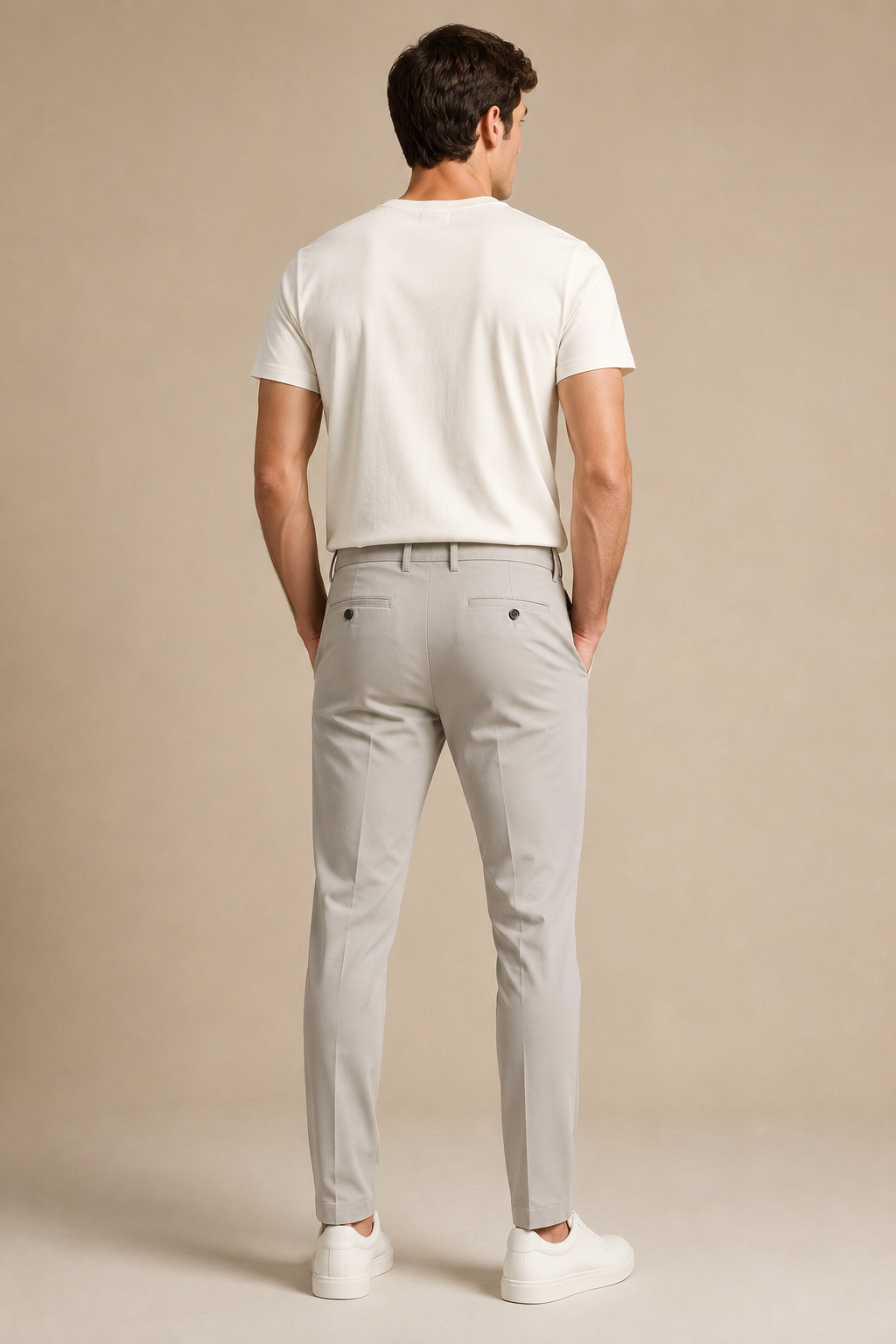 Men Beige Urban Formal Trousers