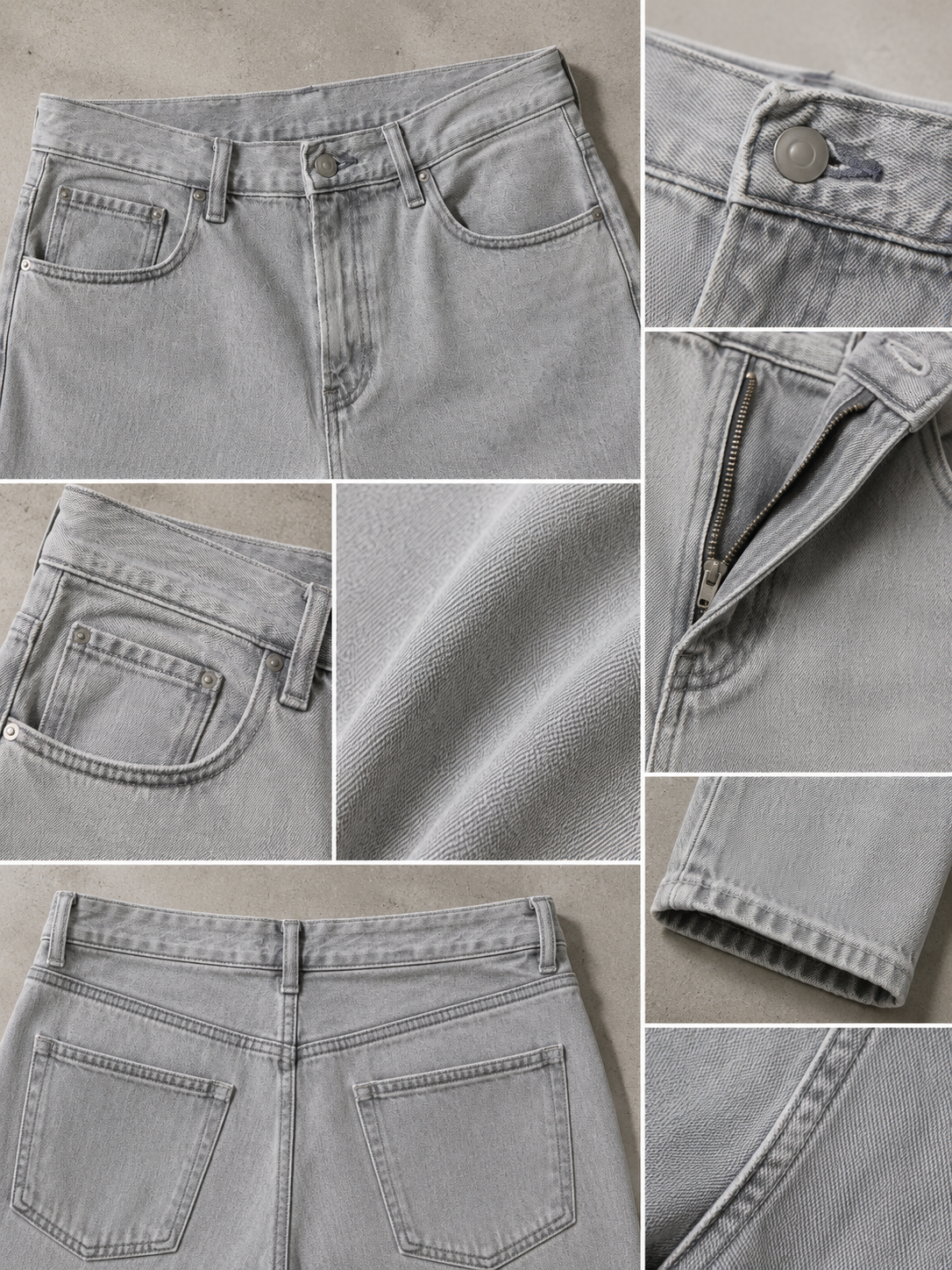 Men Light Grey Wide Leg Baggy Jeans
