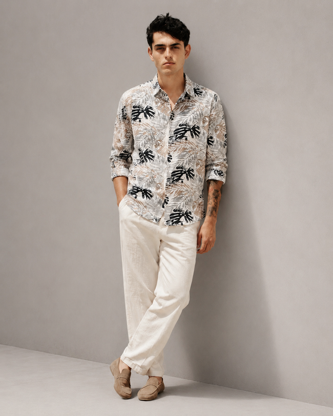 Men Multi Tropical Print Shirt