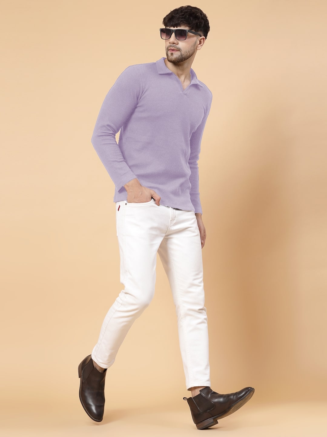 Men Purple Waffle T-shirt