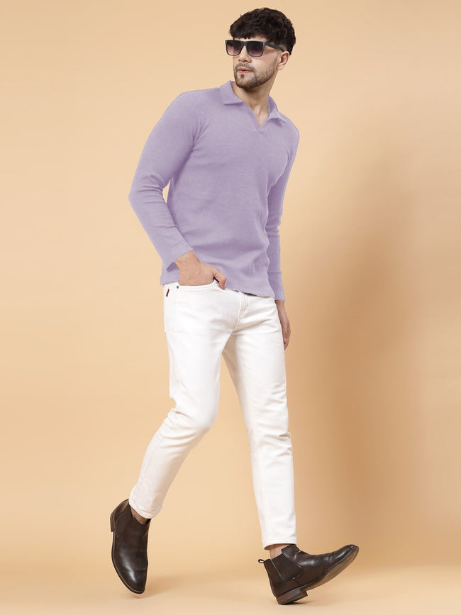 Men Purple Waffle T-shirt