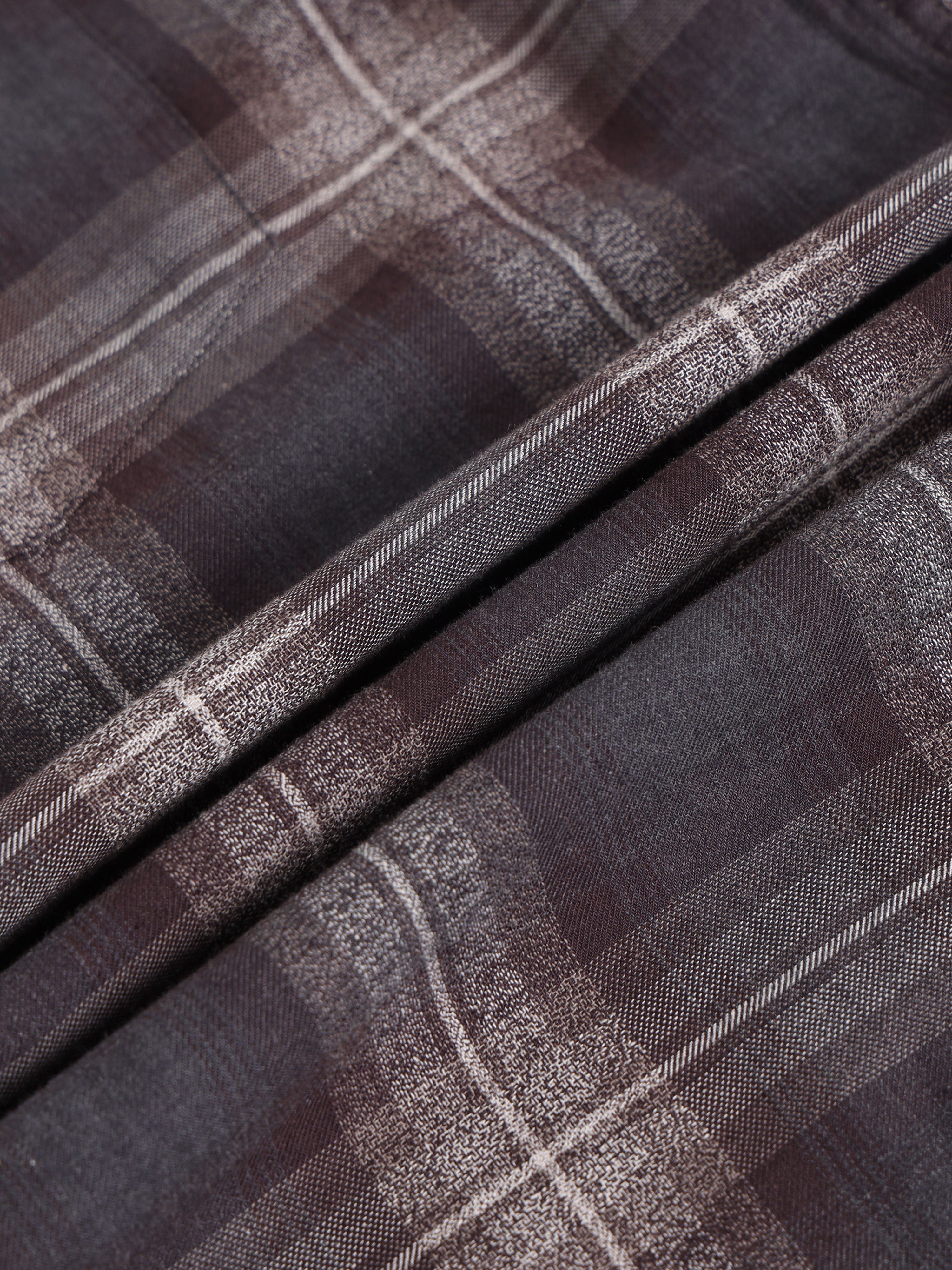 Men Brown Checked Shirt