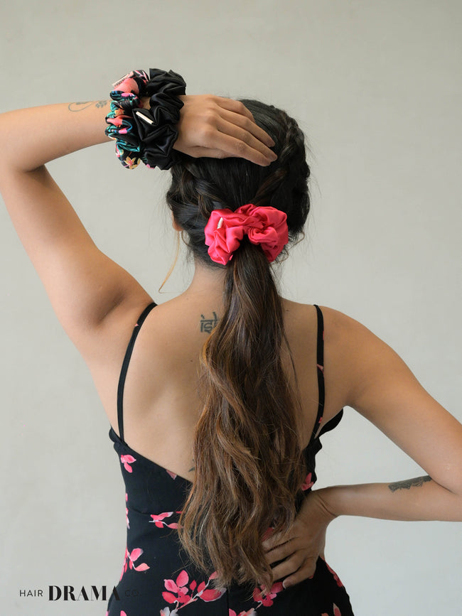 Multi Printed Satin Scrunchies Set Of 3