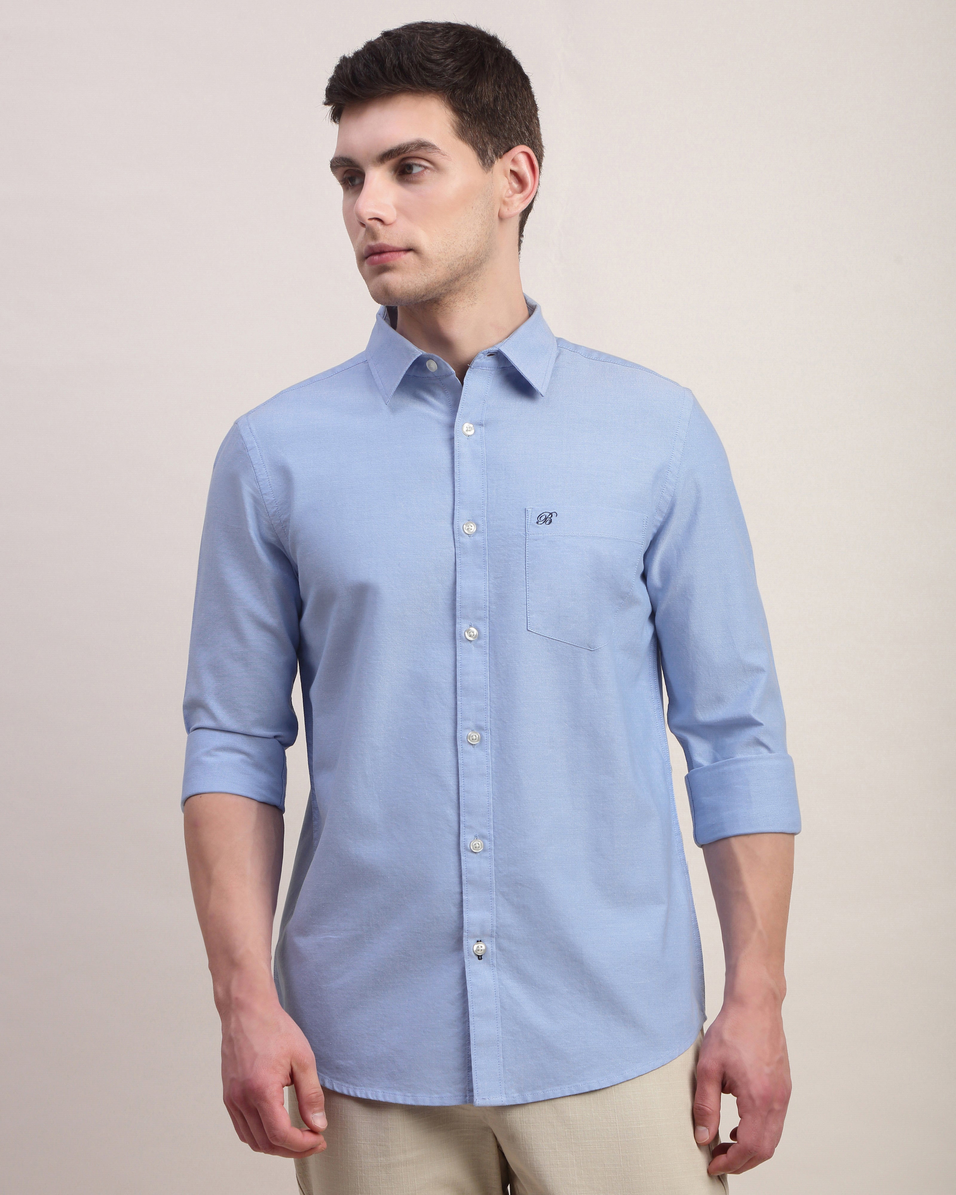 Men Blue Oxford Shirt