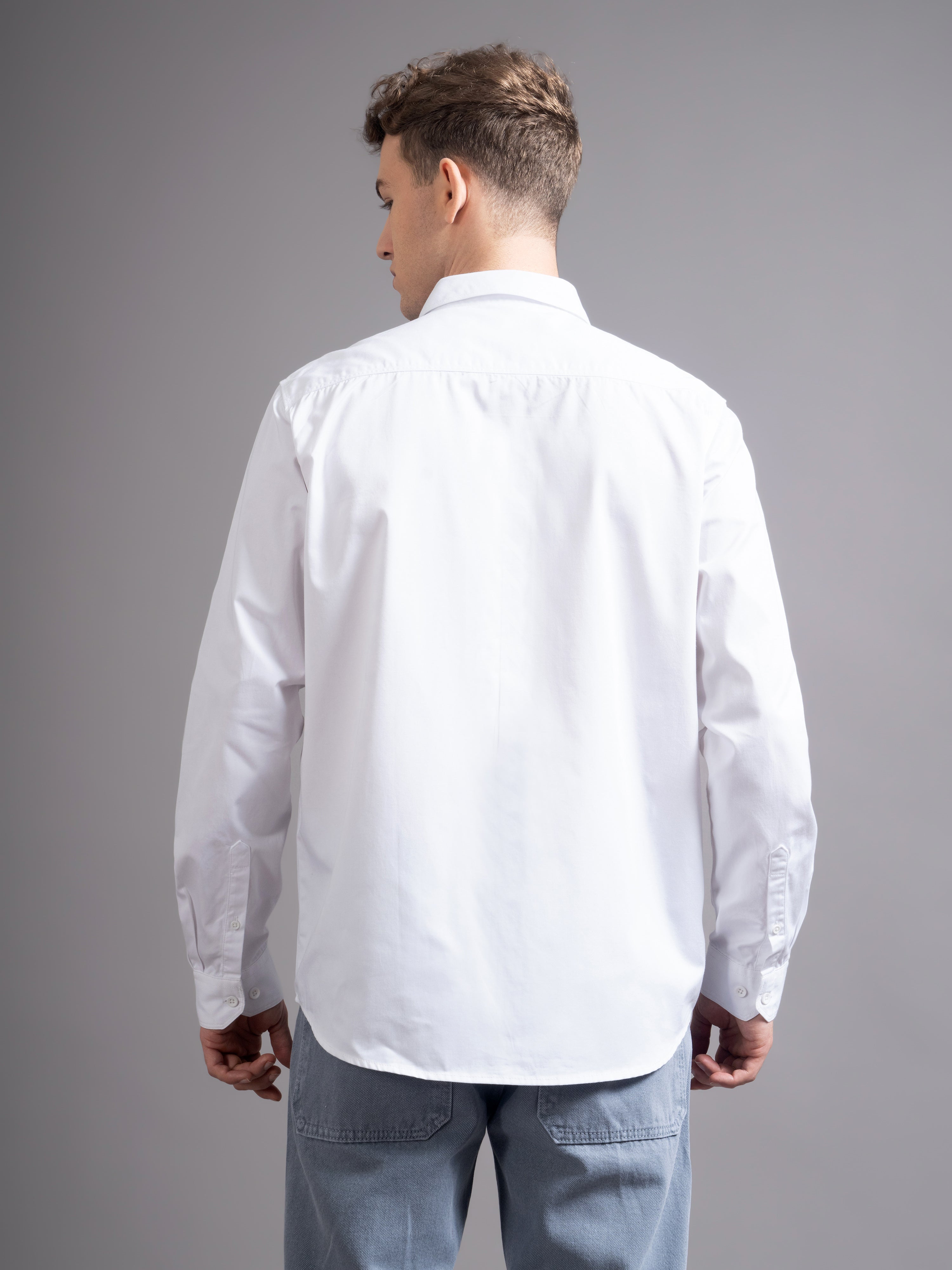 Men White Twill Shirt