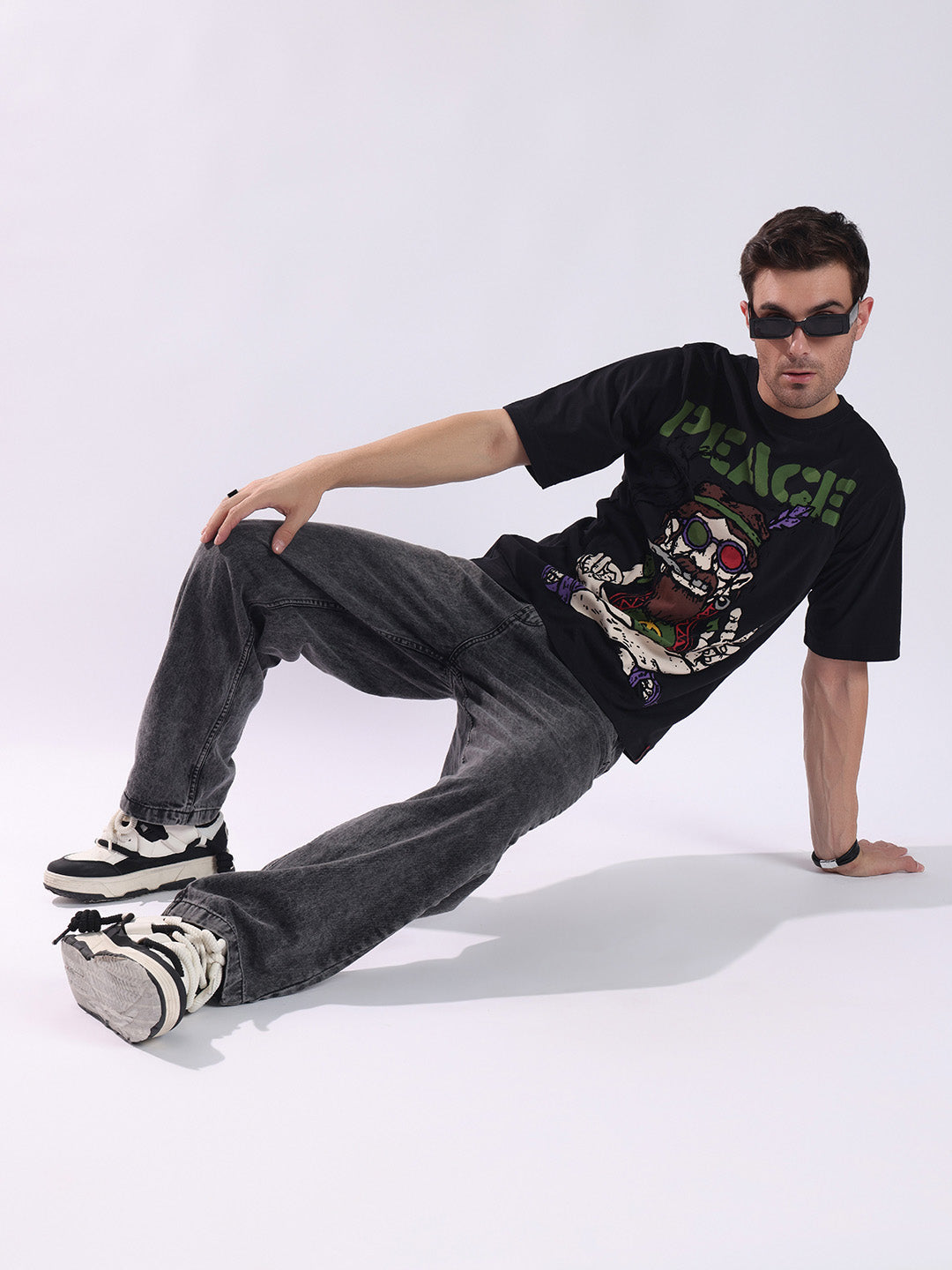 Men Black Cotton Oversized T-Shirt