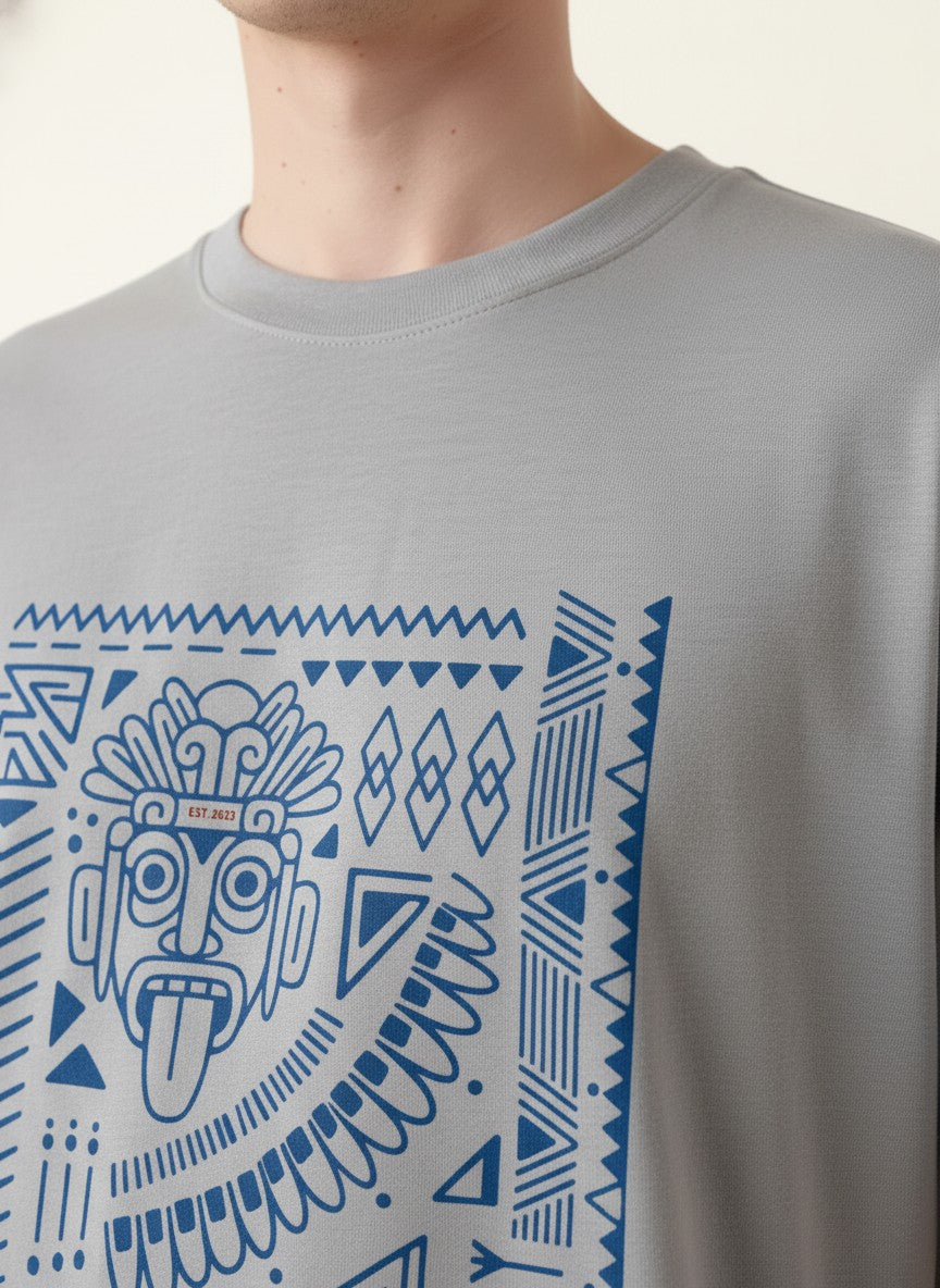Men Oversized Cotton Tribal T-Shirt