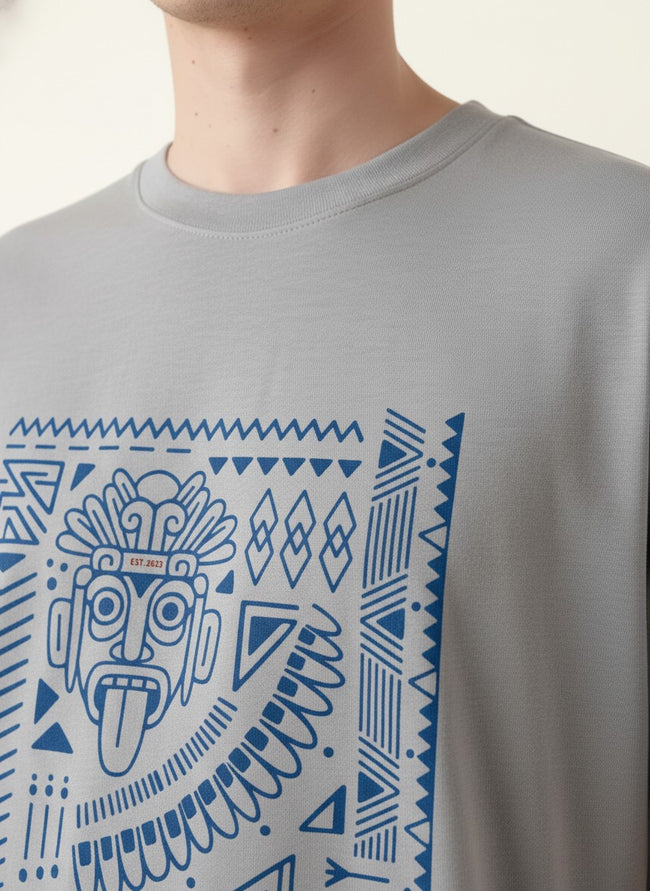 Men Oversized Cotton Tribal T-Shirt