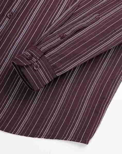 Men Burgundy Striped Shirt