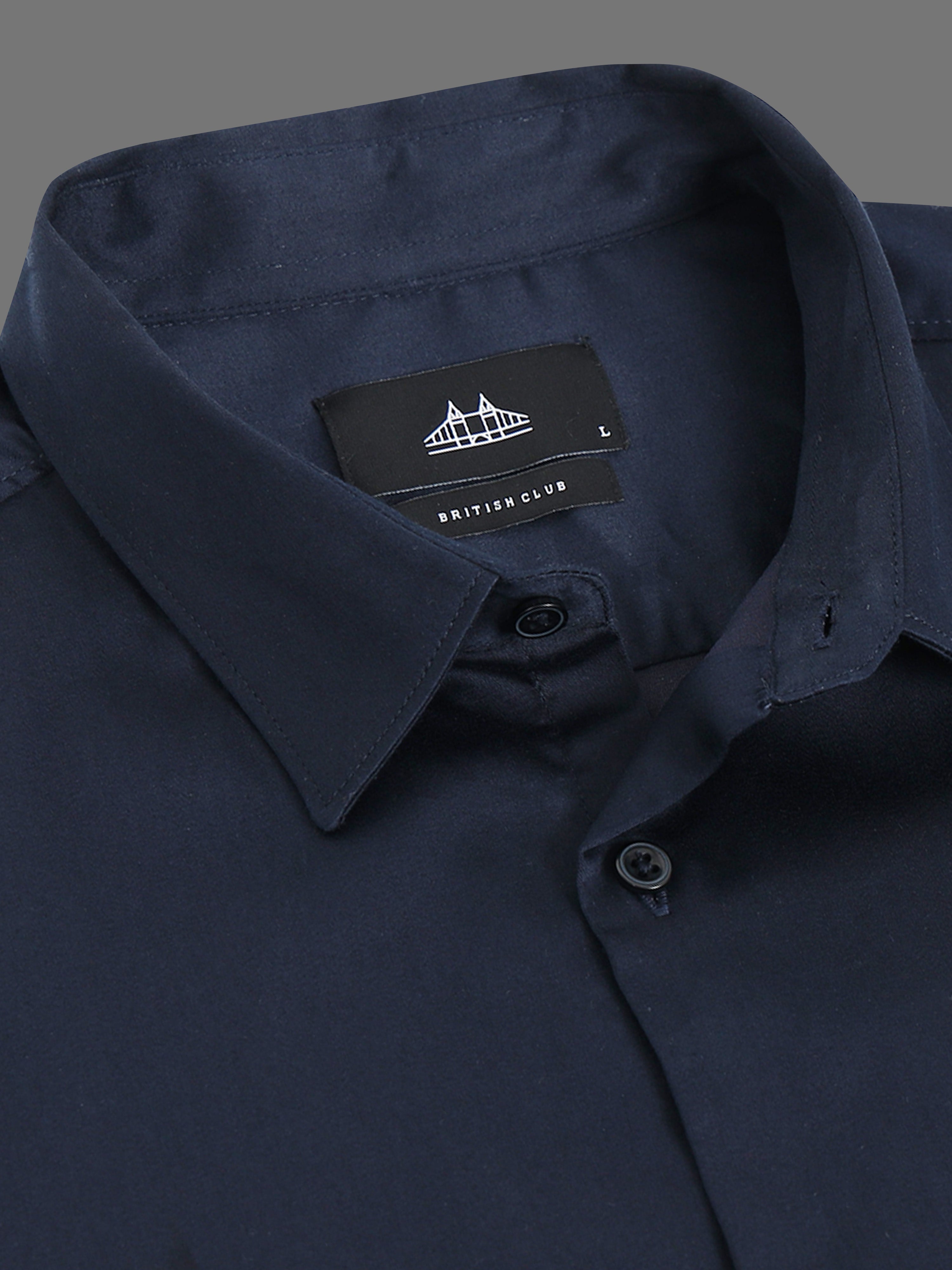 Men Navy  Satin Shirt