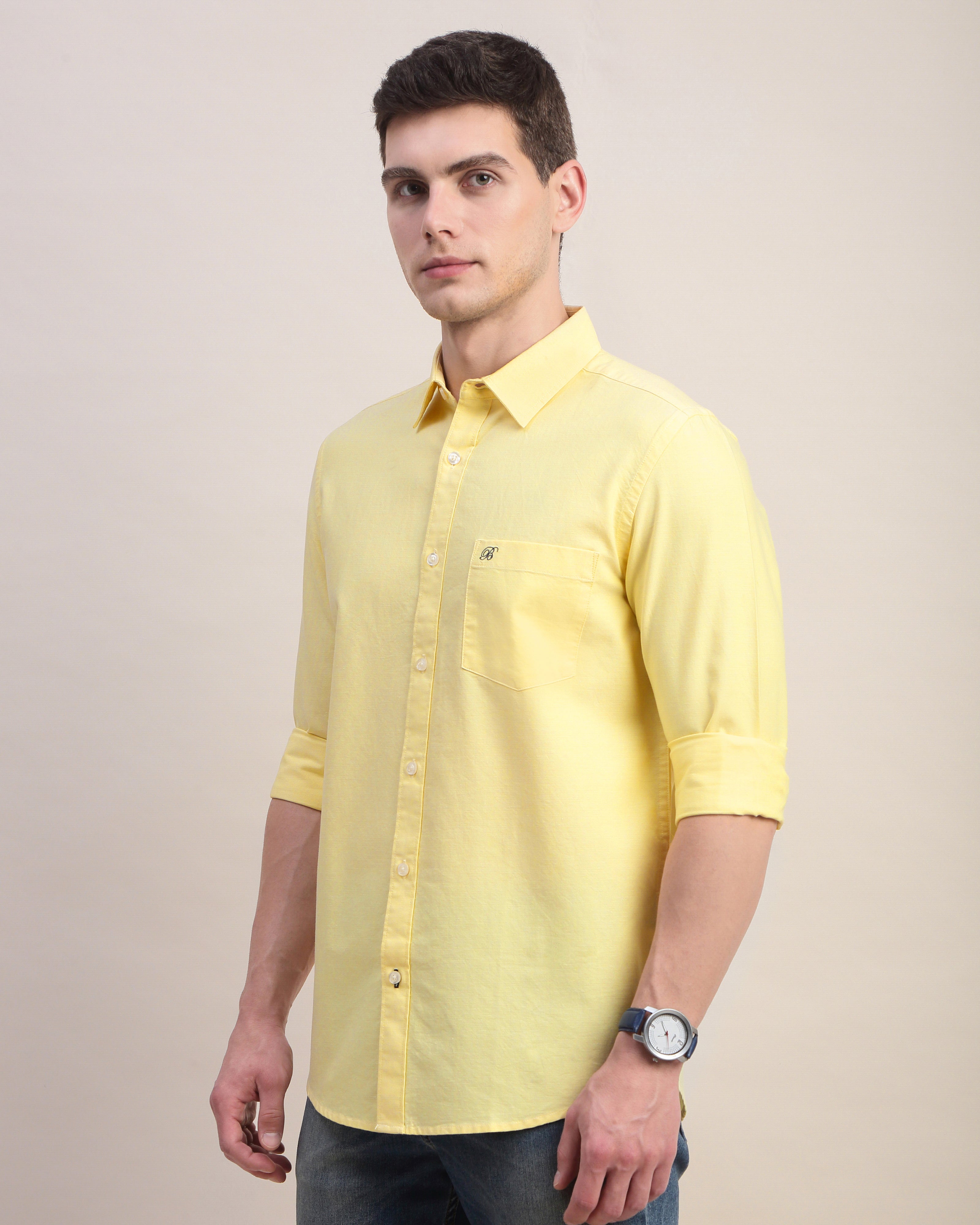 Men Yellow Oxford Shirt