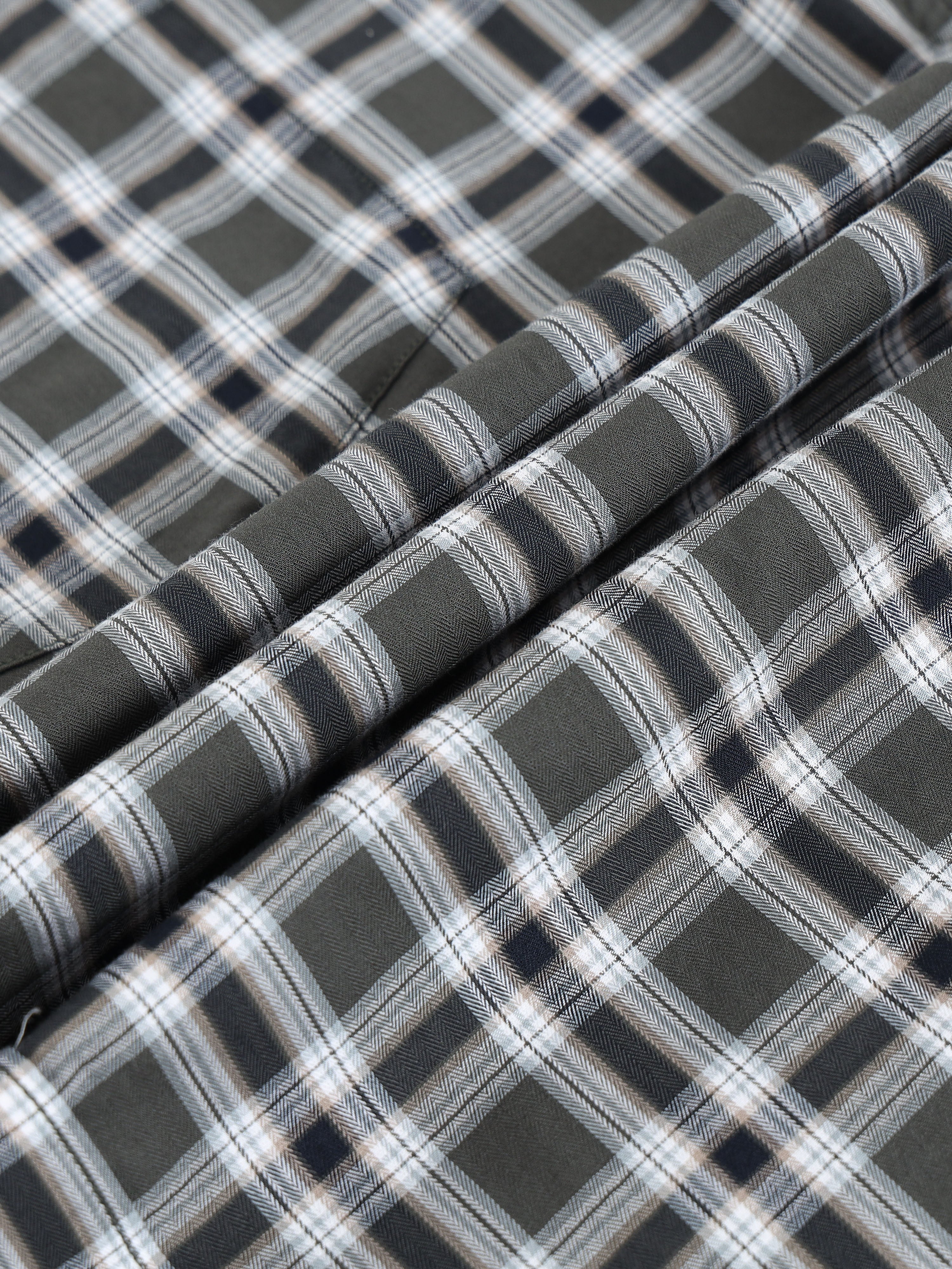 Men Green Checked Shirt