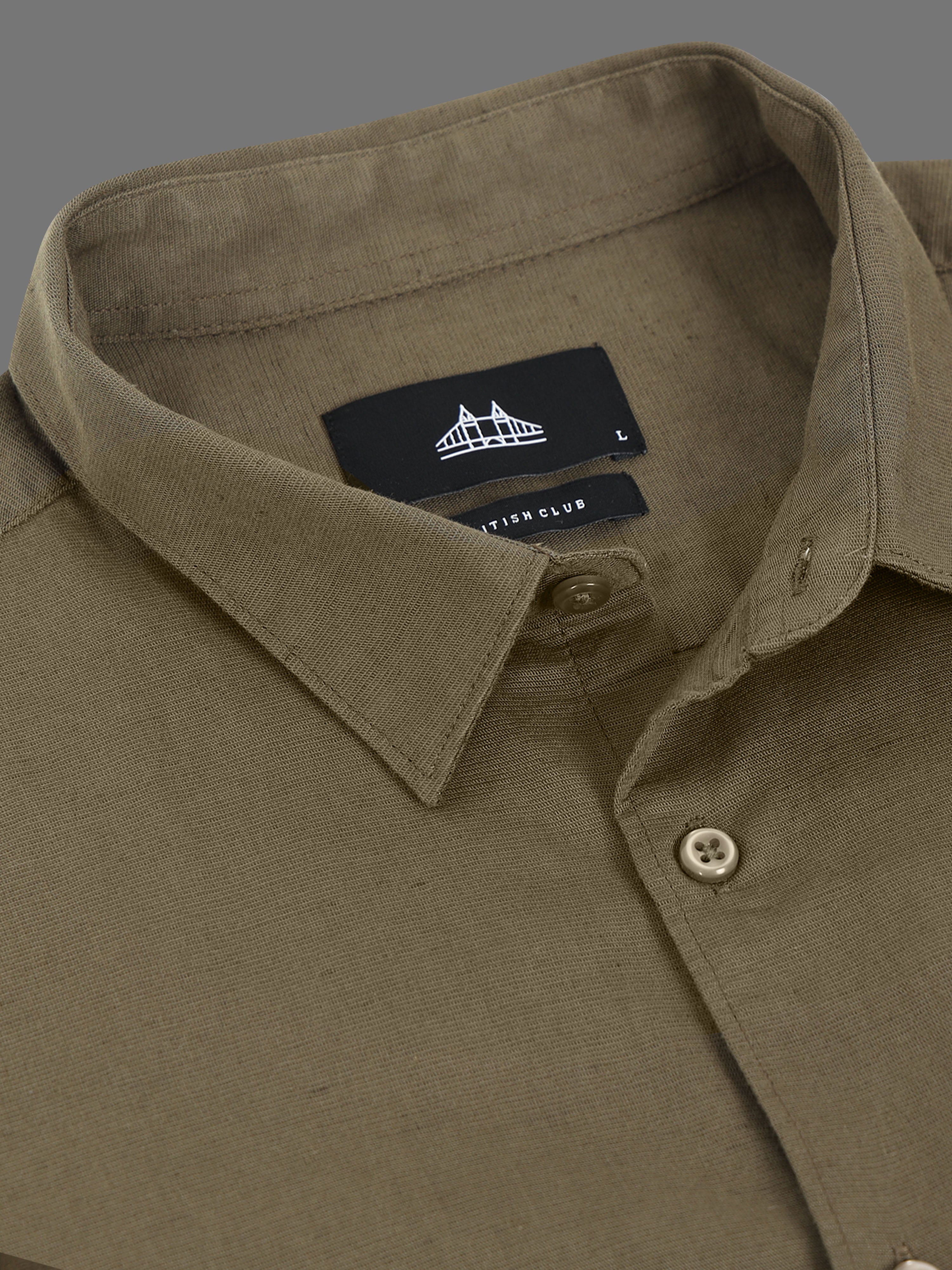 Men Olive Slim Fit Shirt