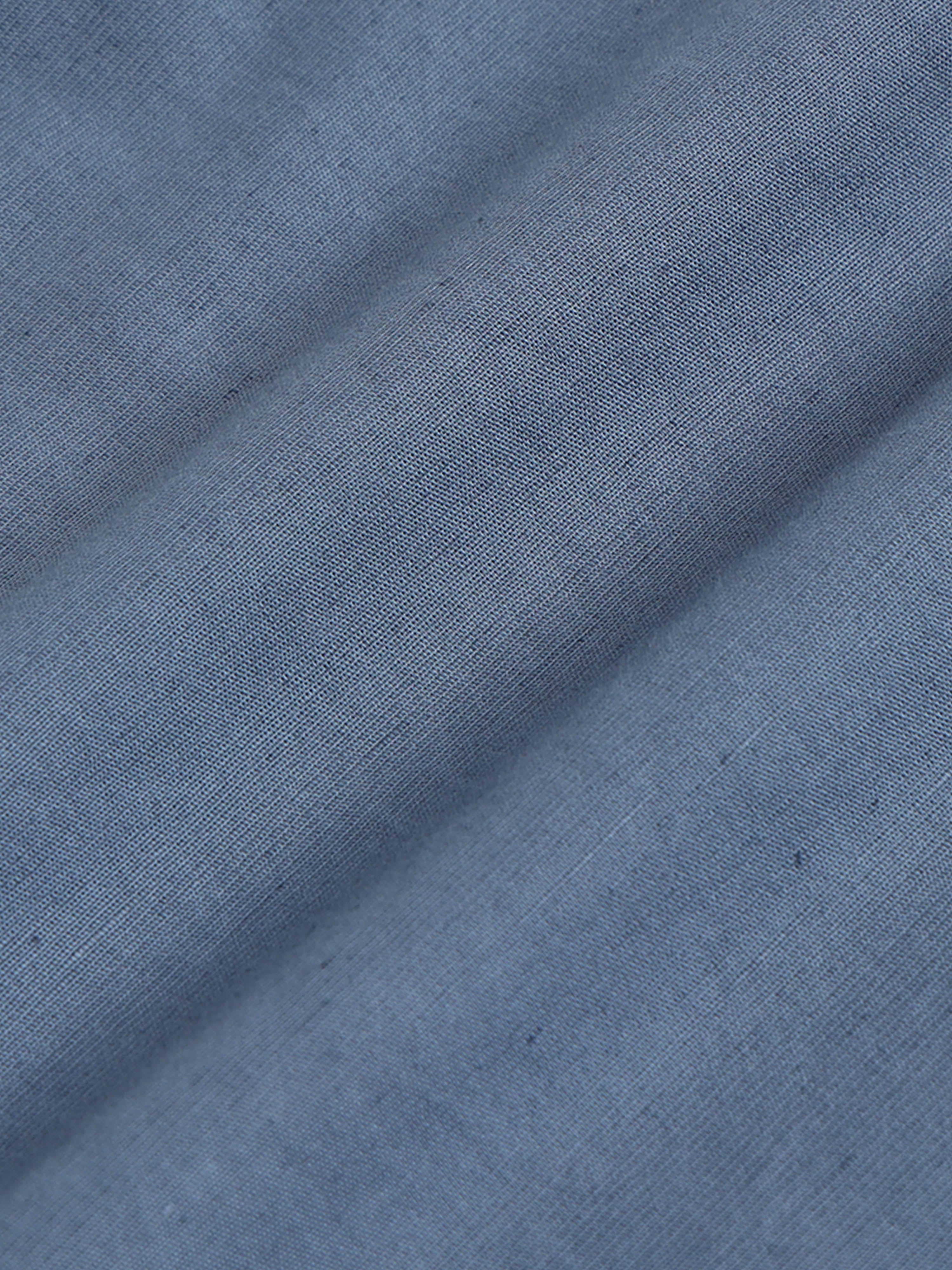 Men Blue Cotton Linen Slim Fit Shirt