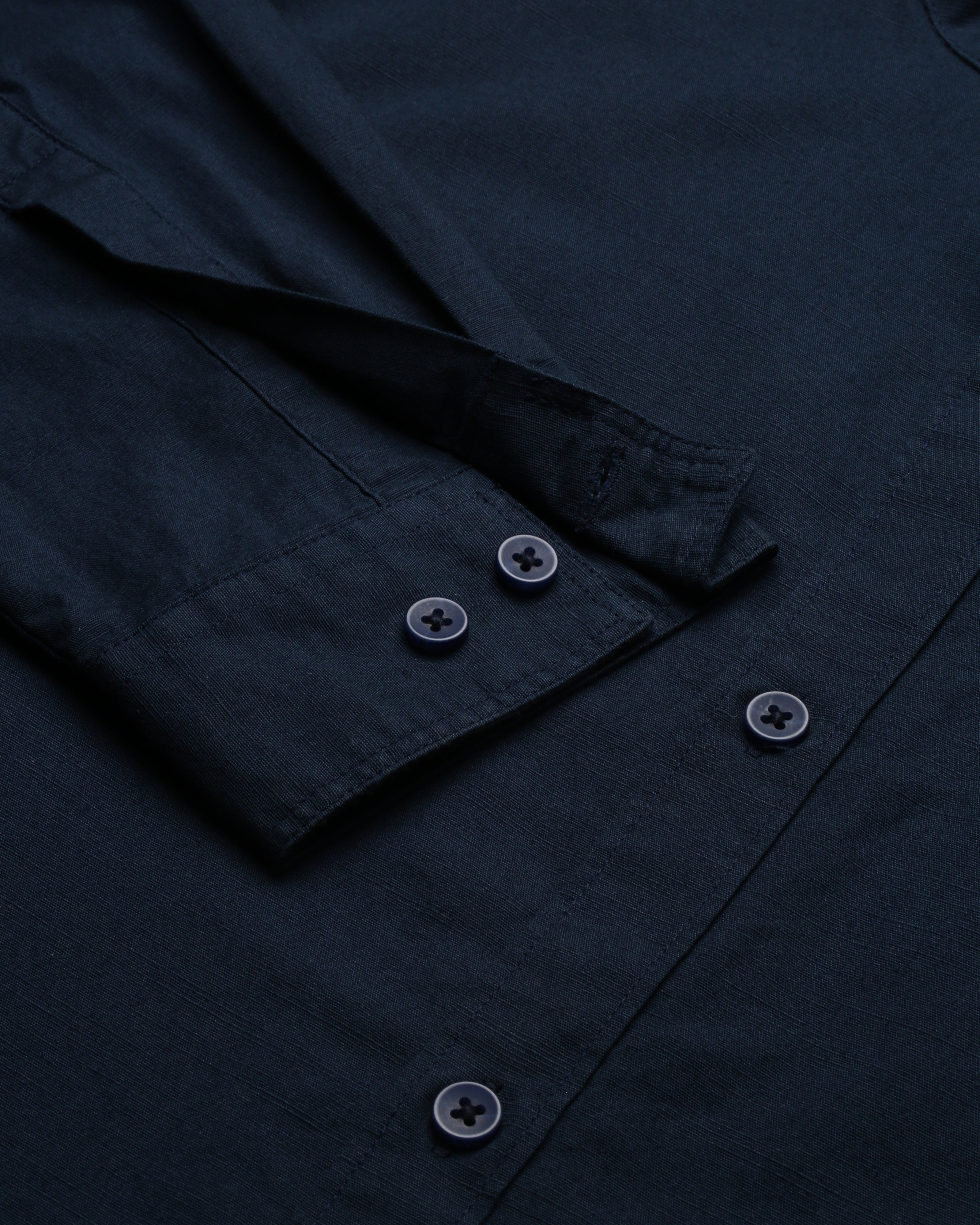 Men Navy Blue Cotton Slim Shirt