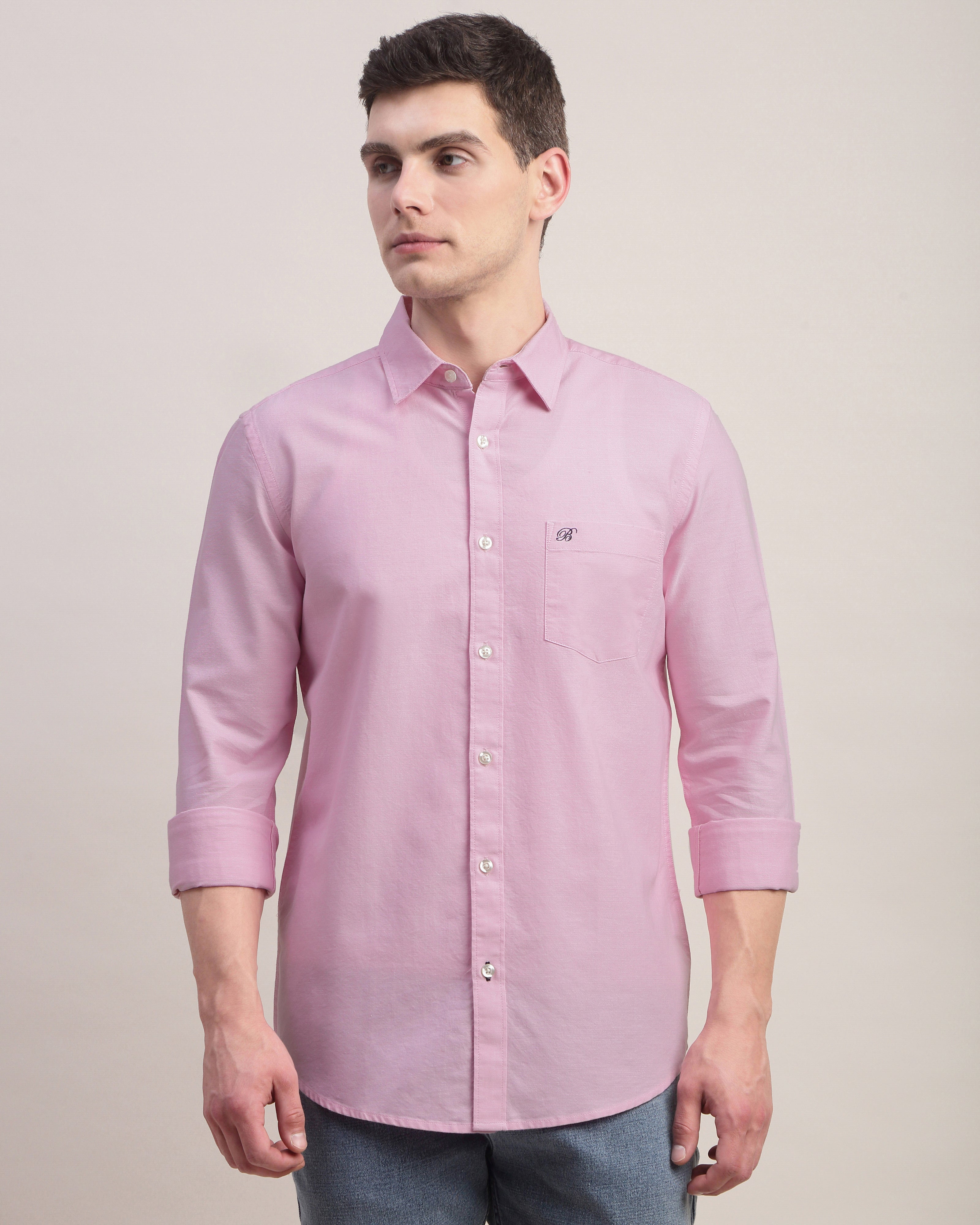 Men Pink Oxford Shirt