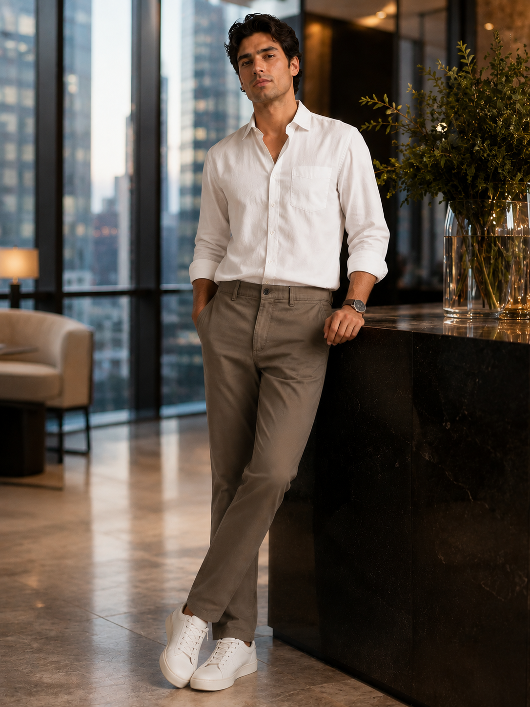 Men Brown Contemporary Chino Trousers