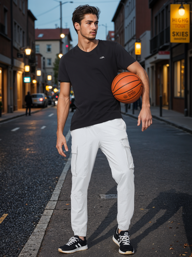 Men Light Grey Comfort Fit Parachute Joggers