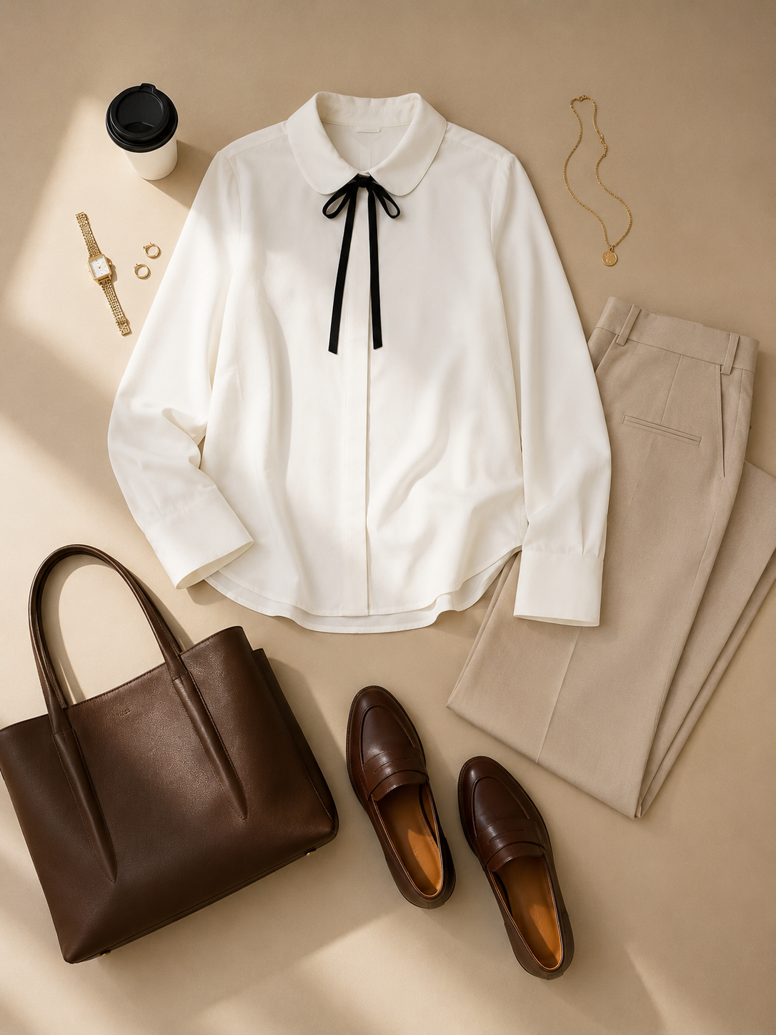 Women Ivory Bow-Tie Peter Pan Shirt