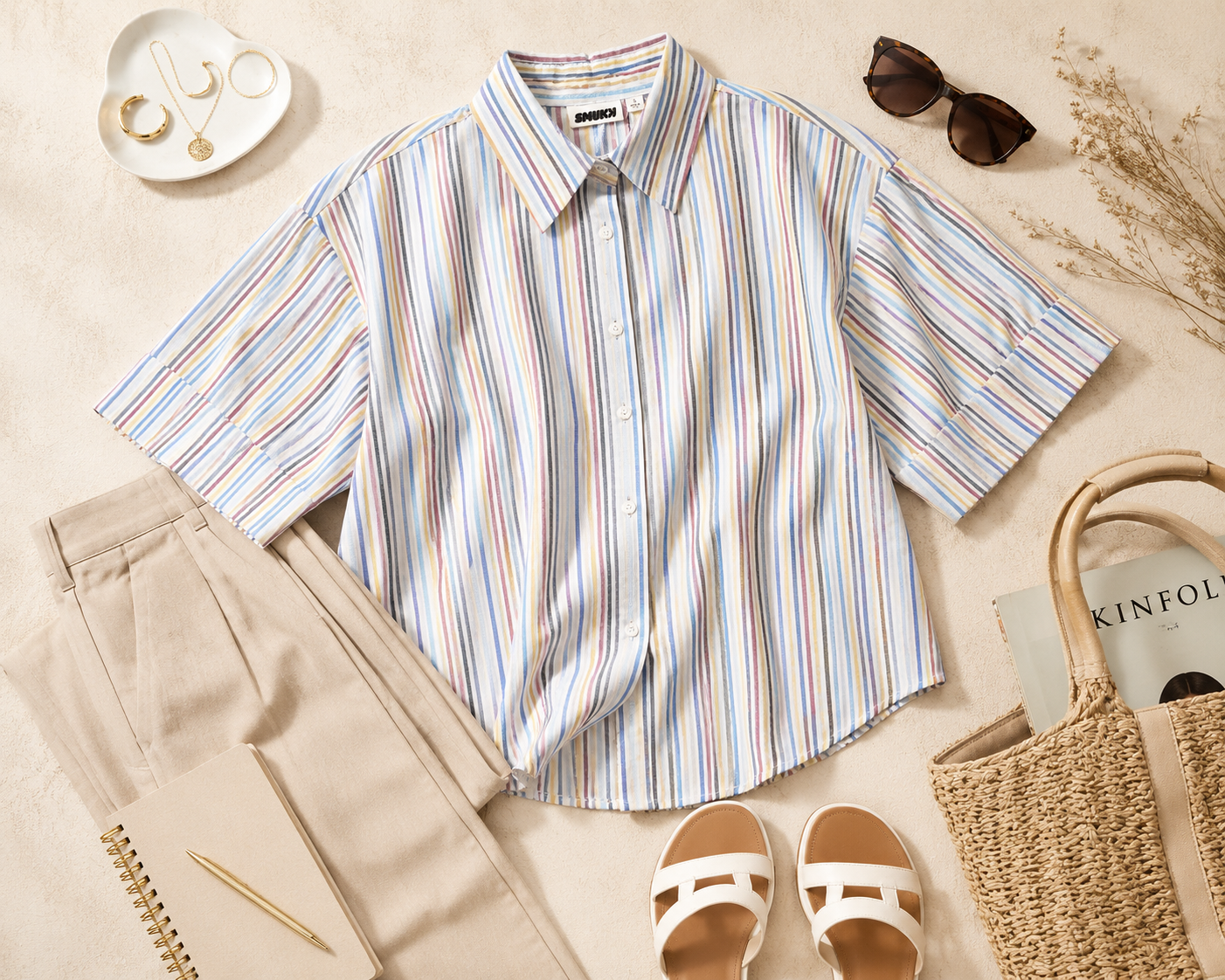 Women Multi Stripe Boxy Fit Shirt