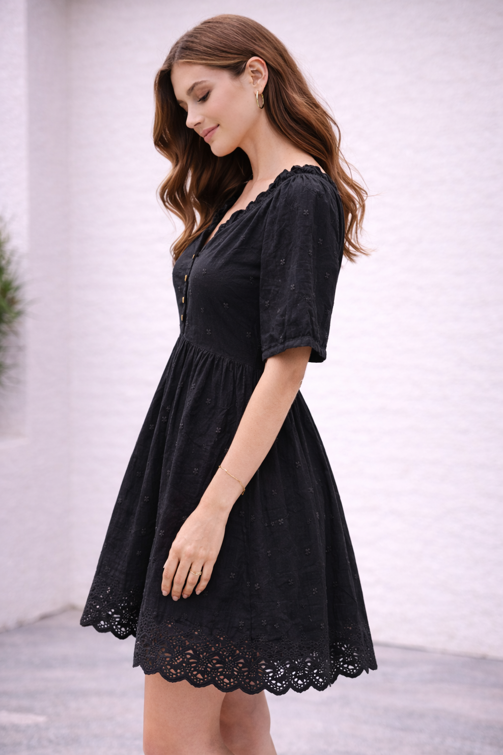 Women Black Cotton Dress