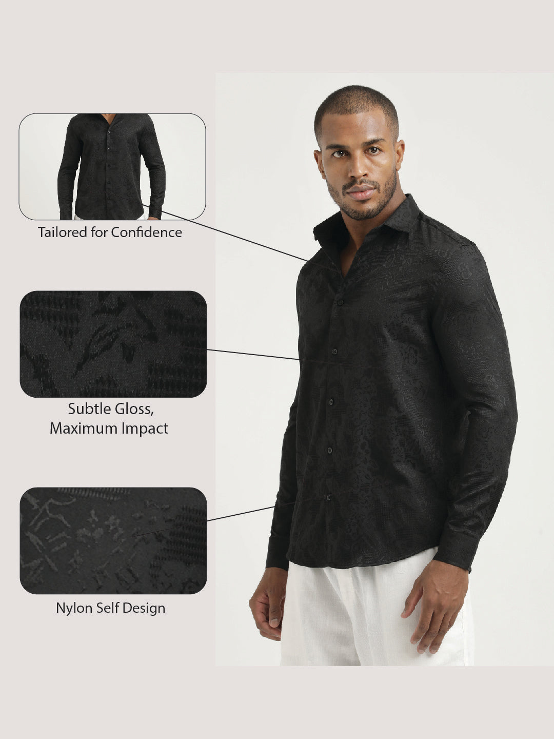 Men Nylon Self-Design Shirt