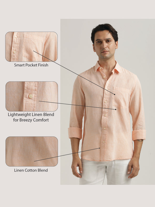 Men Linen-Cotton Blend Shirt