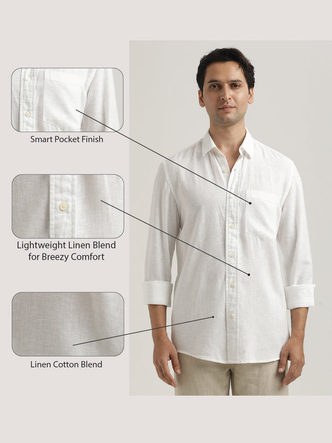 Men Linen-Cotton Blend Shirt