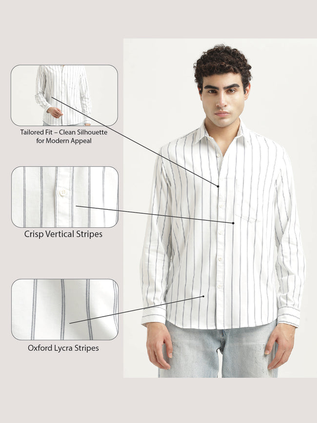 Men Striped Oxford Lycra Shirt