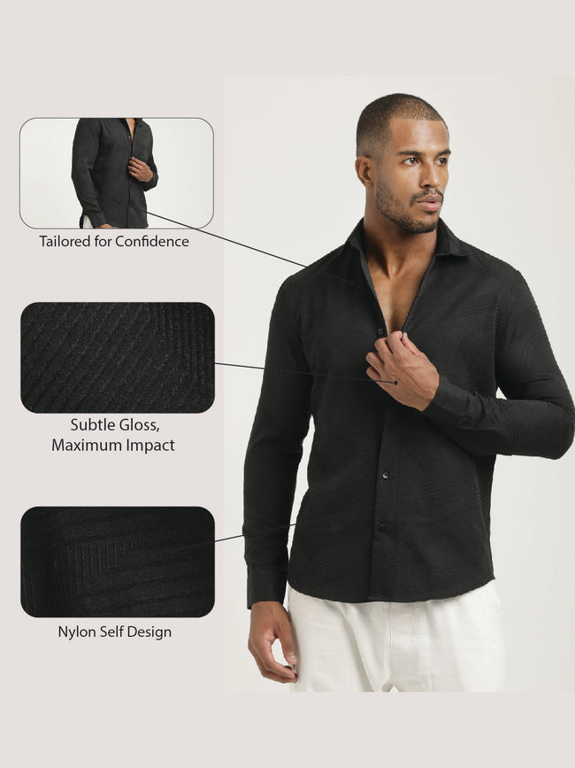Men Nylon Self-Design Shirt