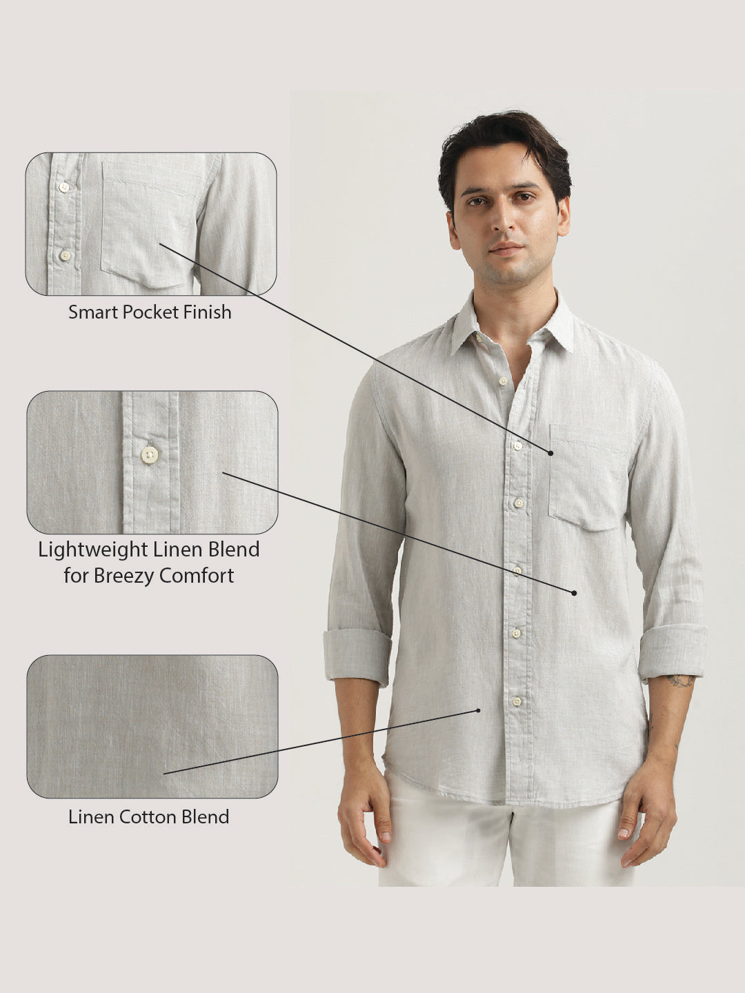 Men Linen-Cotton Blend Shirt