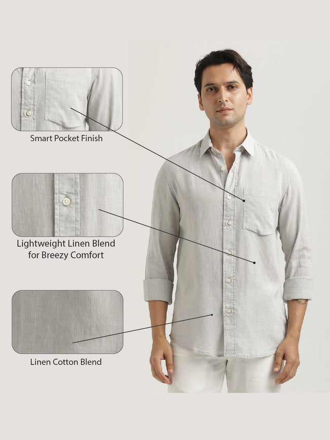 Men Linen-Cotton Blend Shirt