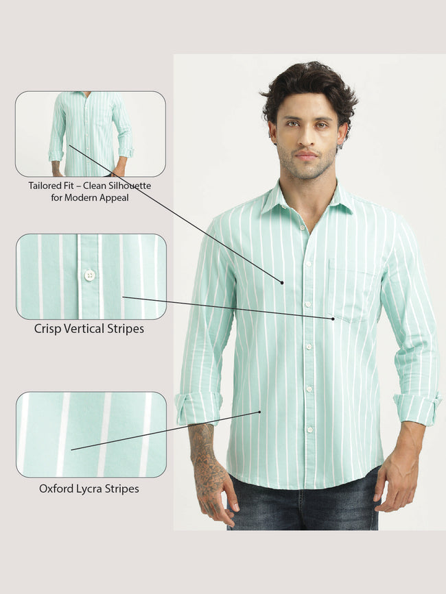 Men Striped Oxford Lycra Shirt