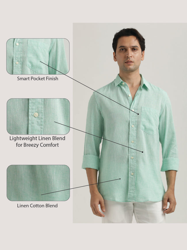 Men Linen-Cotton Blend Shirt