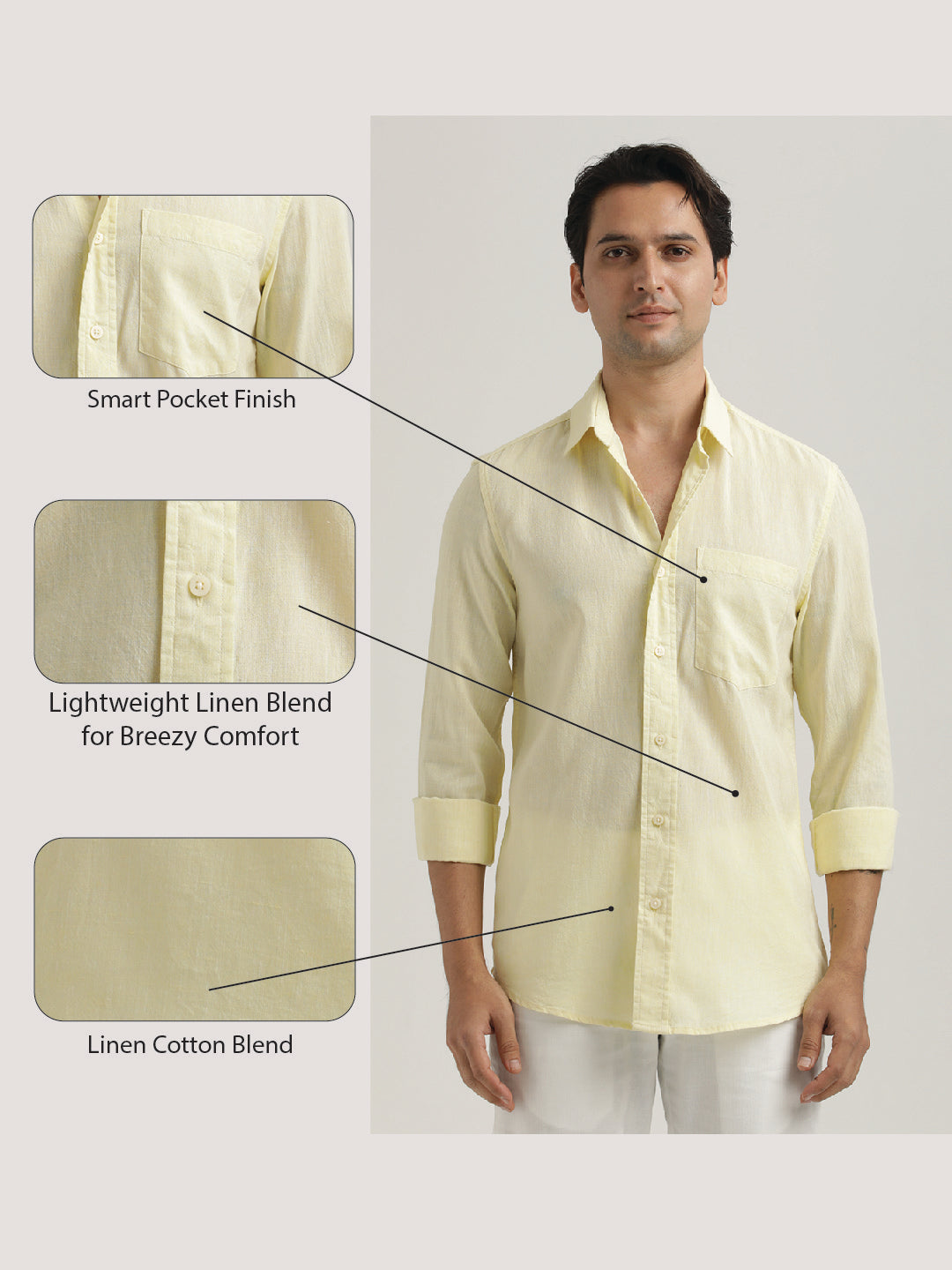 Men Linen-Cotton Blend Shirt